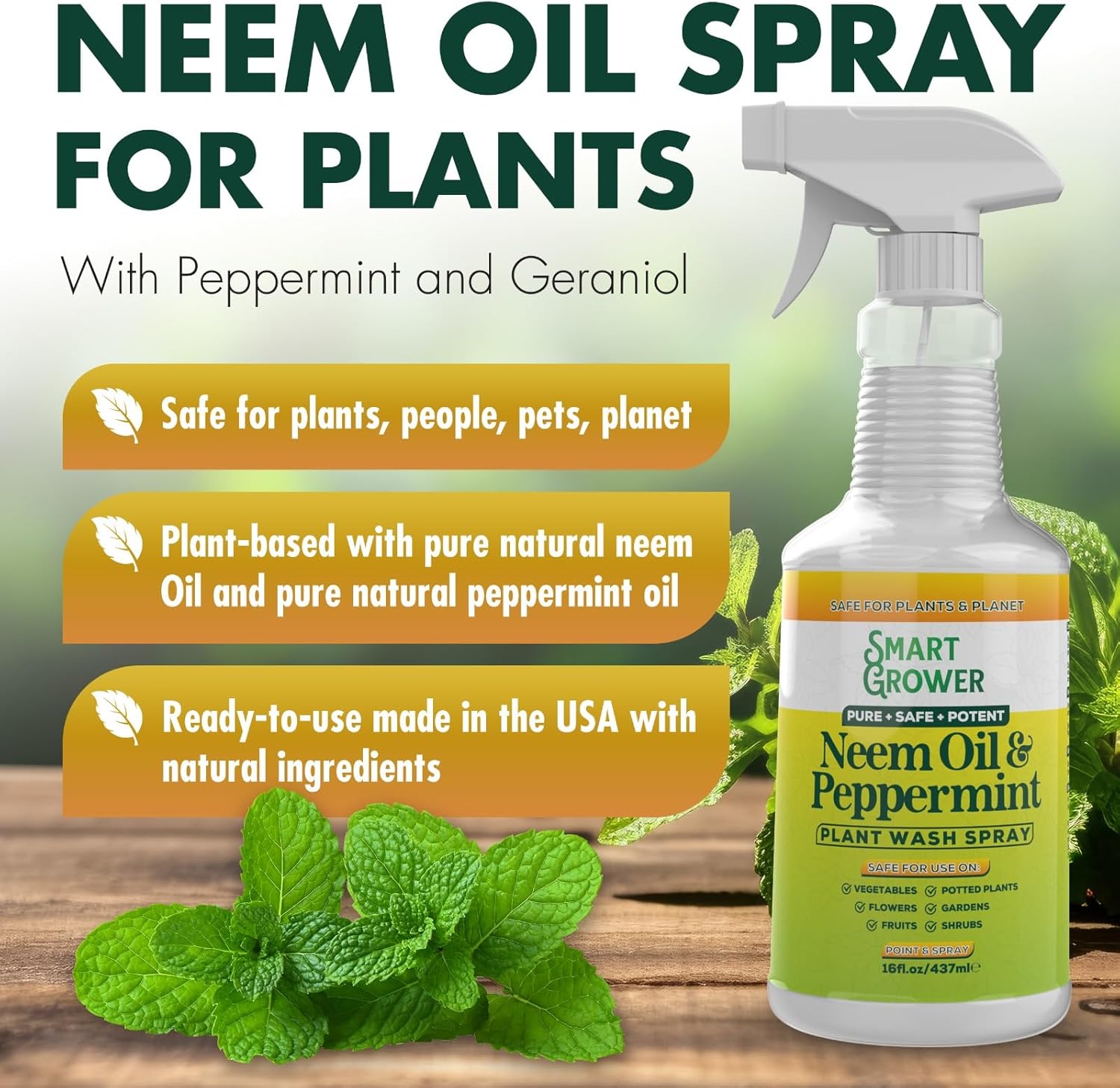 Smart Grower Neem Plant Wash Spray with Peppermint