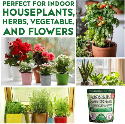 Smart Grower Organic Potting Soil for indoor plants with biochar and worm castings — label and ingredients detail