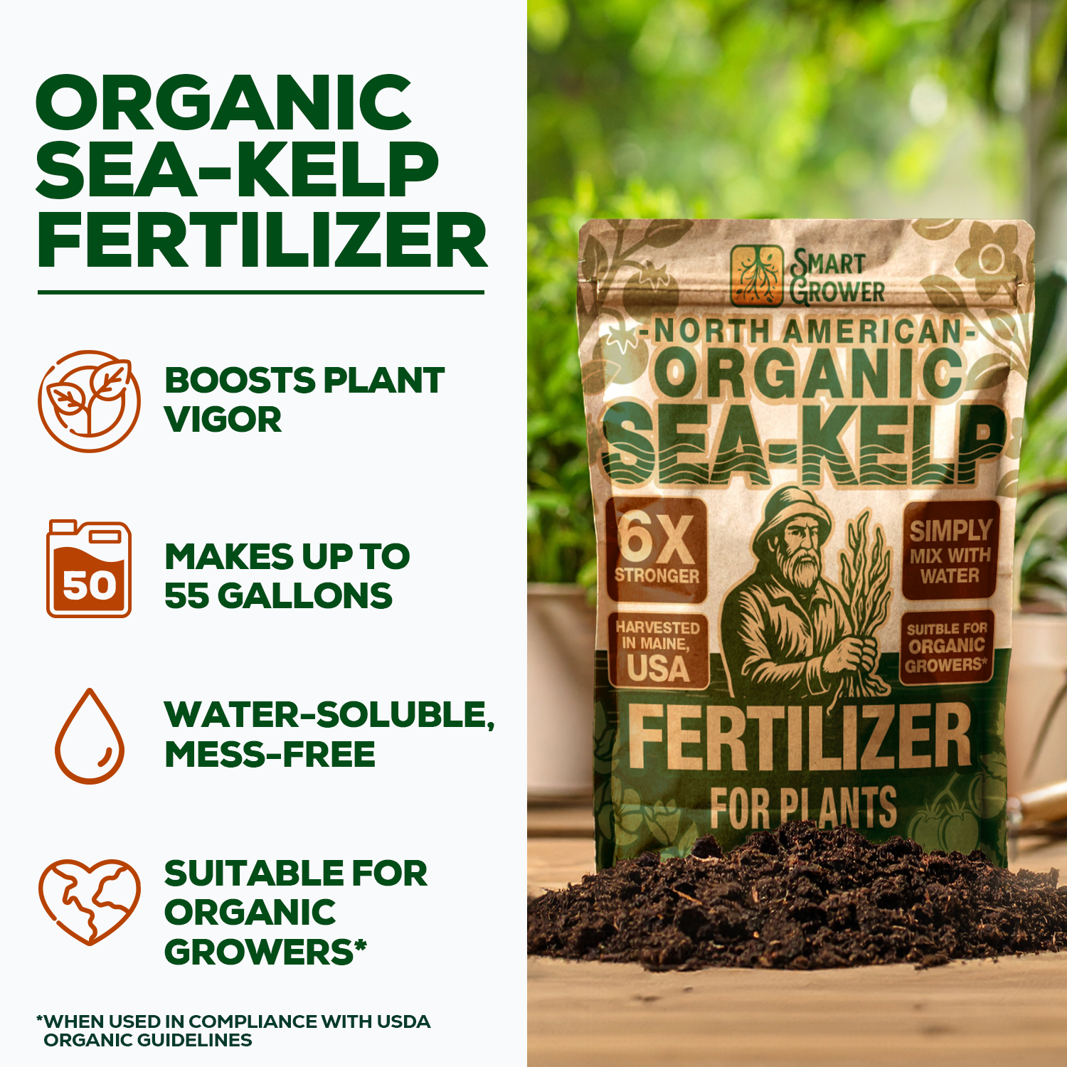 Smart Grower Organic North American Sea-Kelp fertilizer - 2oz