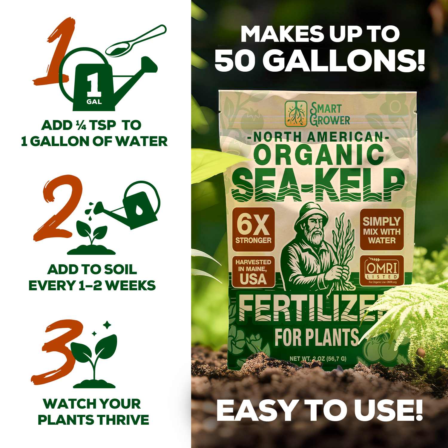 Smart Grower Organic North American Sea-Kelp fertilizer - 2oz