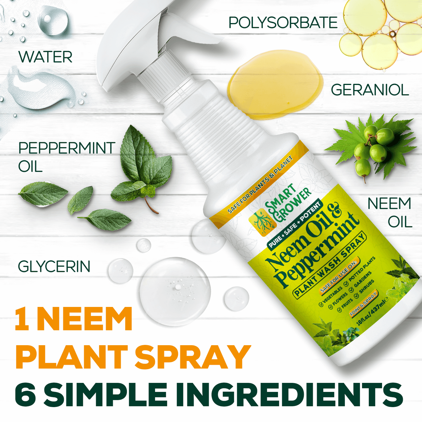 Smart Grower Neem & Peppermint Oil Plant Wash Spray