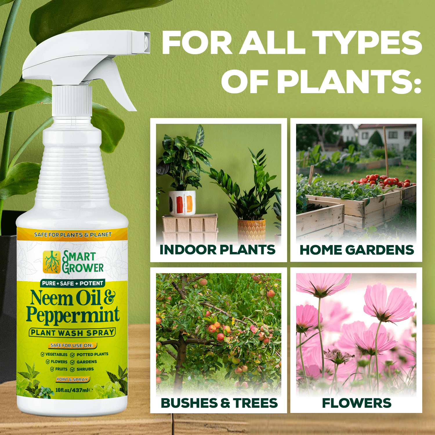 spray for house plants Neem Oil Spray for Plants with Peppermint Oil, Natural Plant Wash Made for Indoor and Outdoor Plants Smart Grower Easy Ready to Use Spray
